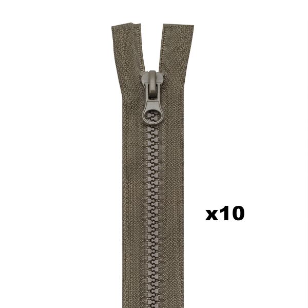 Молния трактор Т5 (5 мм) 2 зам., разъем., 75 см, 078 т.хаки, 10 шт
