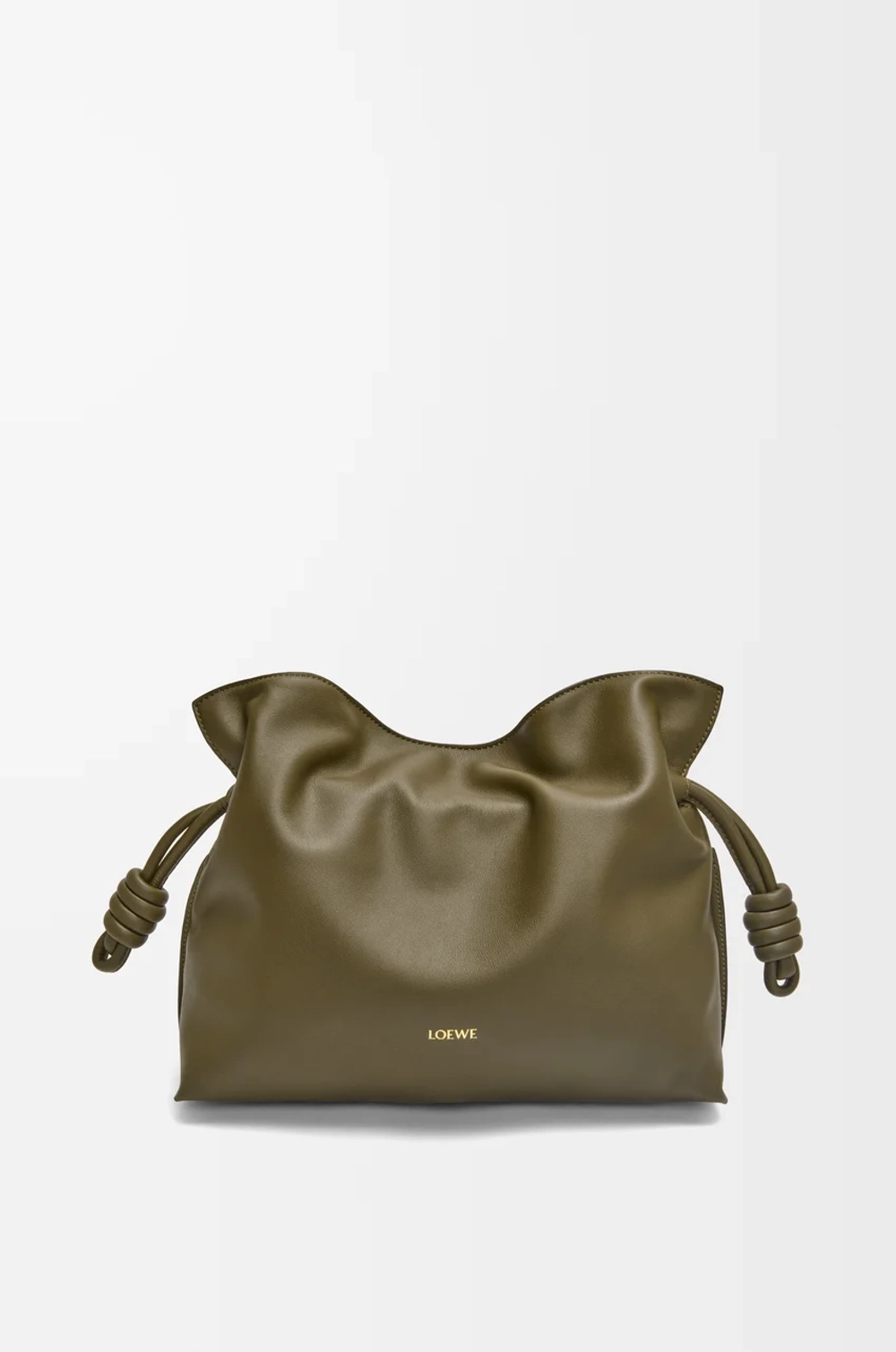Loewe Сумка-клатч среднего размера Flamenco из телячьей кожи наппа, темный хаки