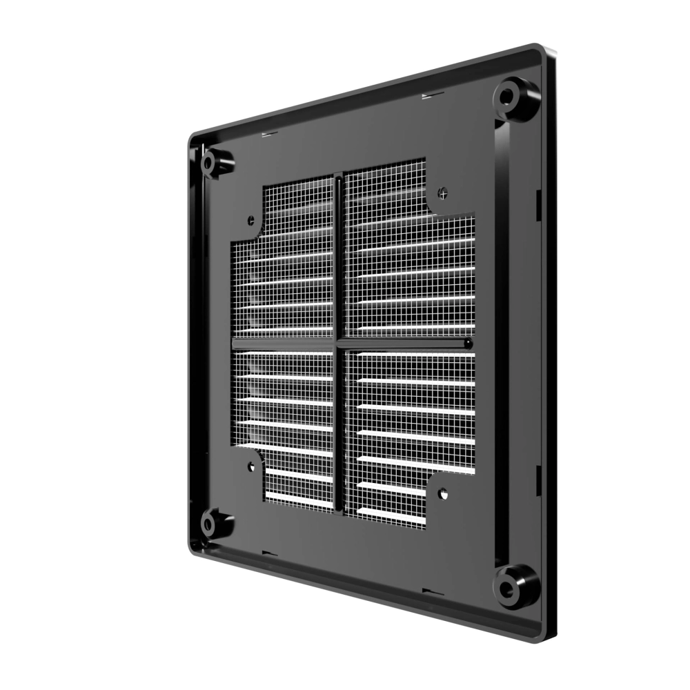 Решетка вен. разъем. с сеткой 150*150 BLACK. 1515Р