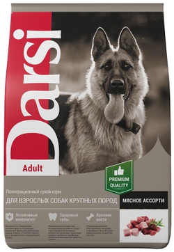 Darsi, сухой корм для взрослых собак крупных пород, Adult, Мясное ассорти, 2,5 кг