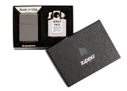 Подарочный набор ZIPPO зажигалка Black Ice® и вставной блок зажигалки для трубок (29789)