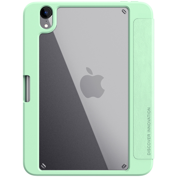 Чехол книжка зеленого цвета(Matcha Green) от Nillkin для планшета iPad Mini 6 и Mini 7, серия Bevel Leather Case, функция пробуждения и сна