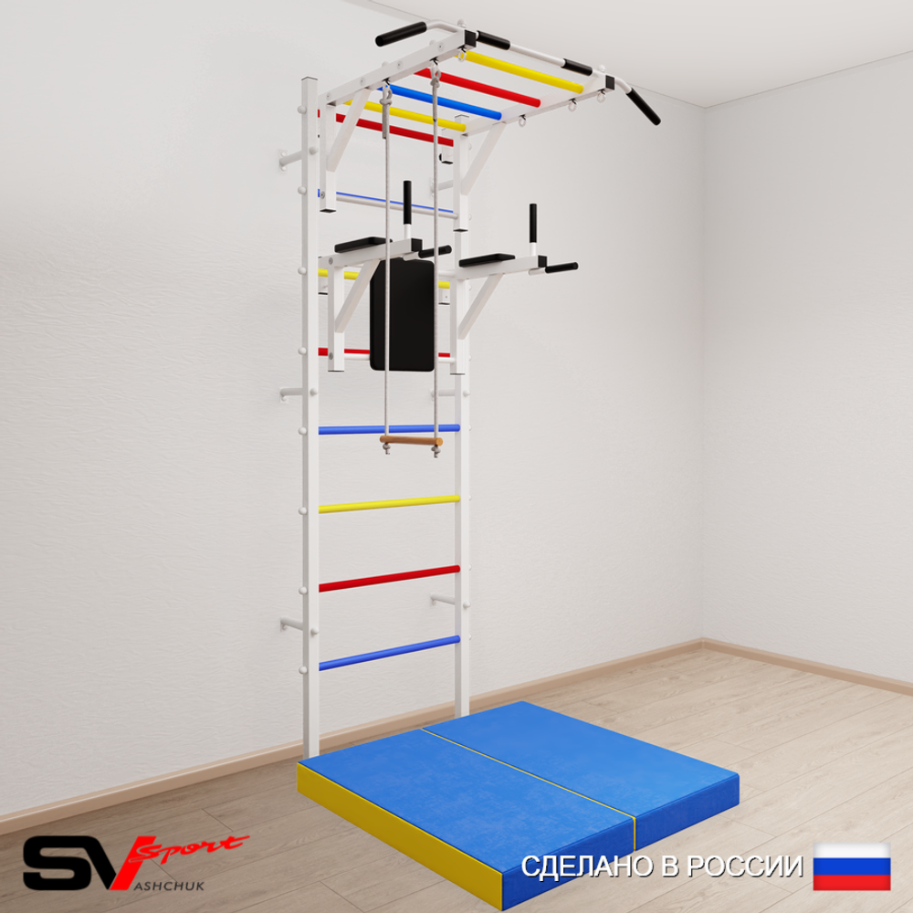 Шведская стенка Sv Sport 5434 (Турник рукоход/Брусья/Трапеция/Мат 1м)