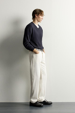 ZARA ДЖИНСЫ STRAIGHT LEG, ЖЕЛТОВАТО-БЕЛЫЙ
