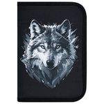 Пенал BRAUBERG, 1 отделение, полиэстер, 21х14 см, "Gray wolf", 273520