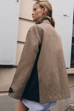 ZARA КОРОТКАЯ ПАРКА В КЛЕТКУ — ZW COLLECTION, КОРИЧНЕВЫЙ/ЭКРЮ