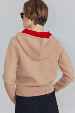 ZARA КУРТКА ИЗ 95% ШЕРСТИ С КАПЮШОНОМ, РЫЖЕВАТО-КОРИЧНЕВЫЙ