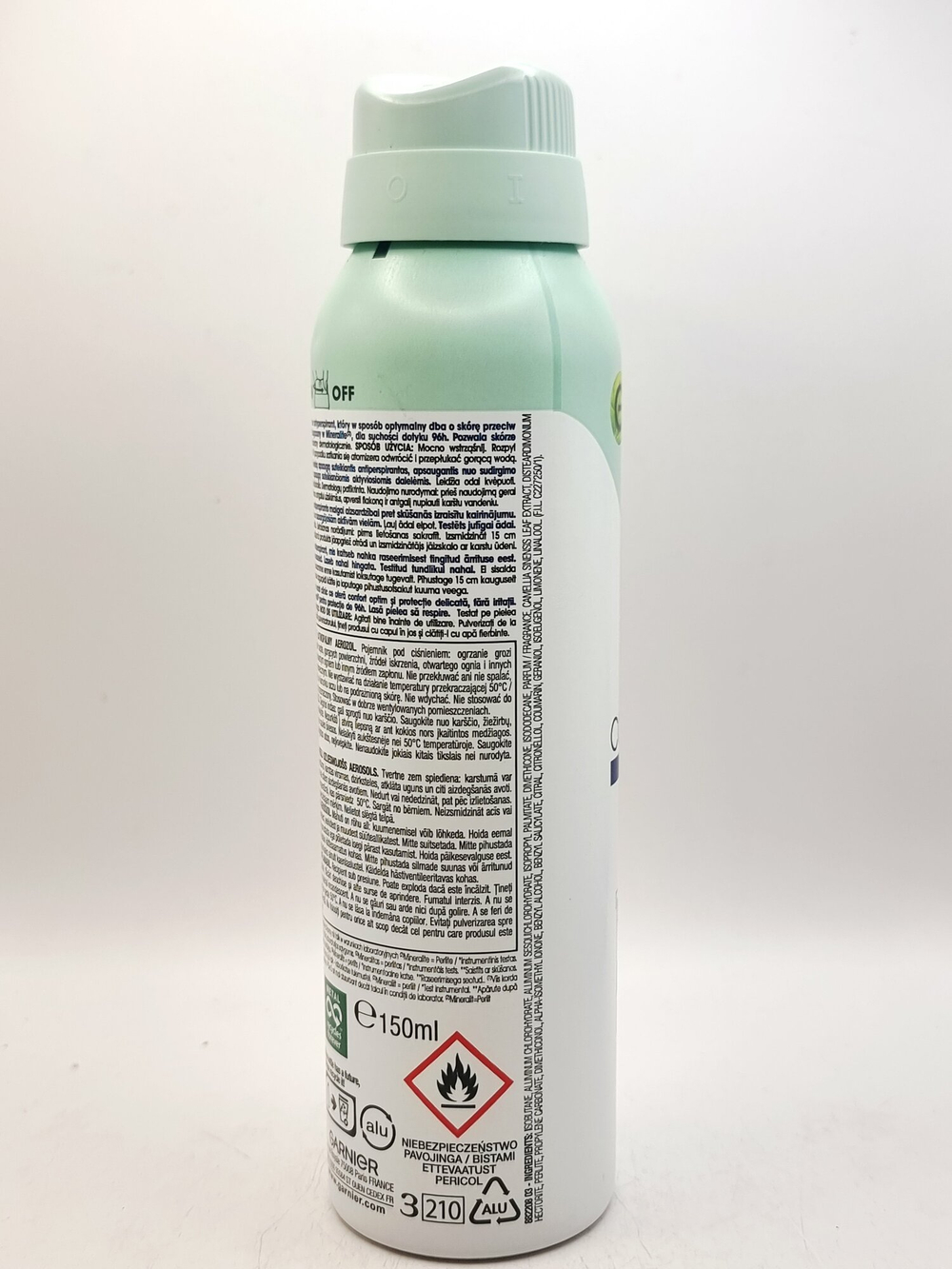 Garnier Mineral Action Control+ Дезодорант-антиперспирант спрей, 96 ч 150 мл (Франция)