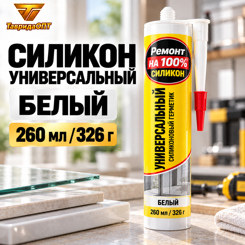 Силикон универсальный Ремонт 100% БЕЛЫЙ 260мл/326г