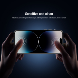 Стекло на экран и защитные линзы на камеру от Nillkin для iPhone 14 Pro, (комплект 2 в 1) серия 2-in-1 HD Full Screen Tempered Glass Screen Protector