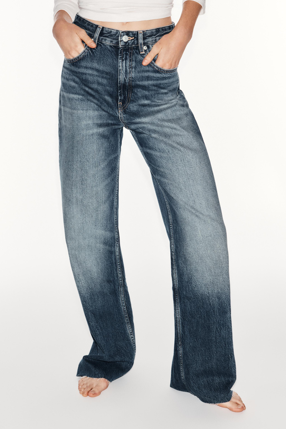 ДЖИНСЫ TRF WIDE-LEG С ВЫСОКОЙ ПОСАДКОЙ — ZARA