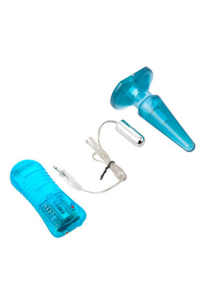 Анальная пробка с вибрацией Butt Plug, (4 скорости) (Цвет: синий)