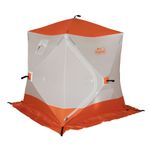 Палатка зимняя куб СЛЕДОПЫТ 1,5 х1,5 м, Oxford 240D PU 1000, S по полу 2,2  кв.м, цв. оранжевый/бел