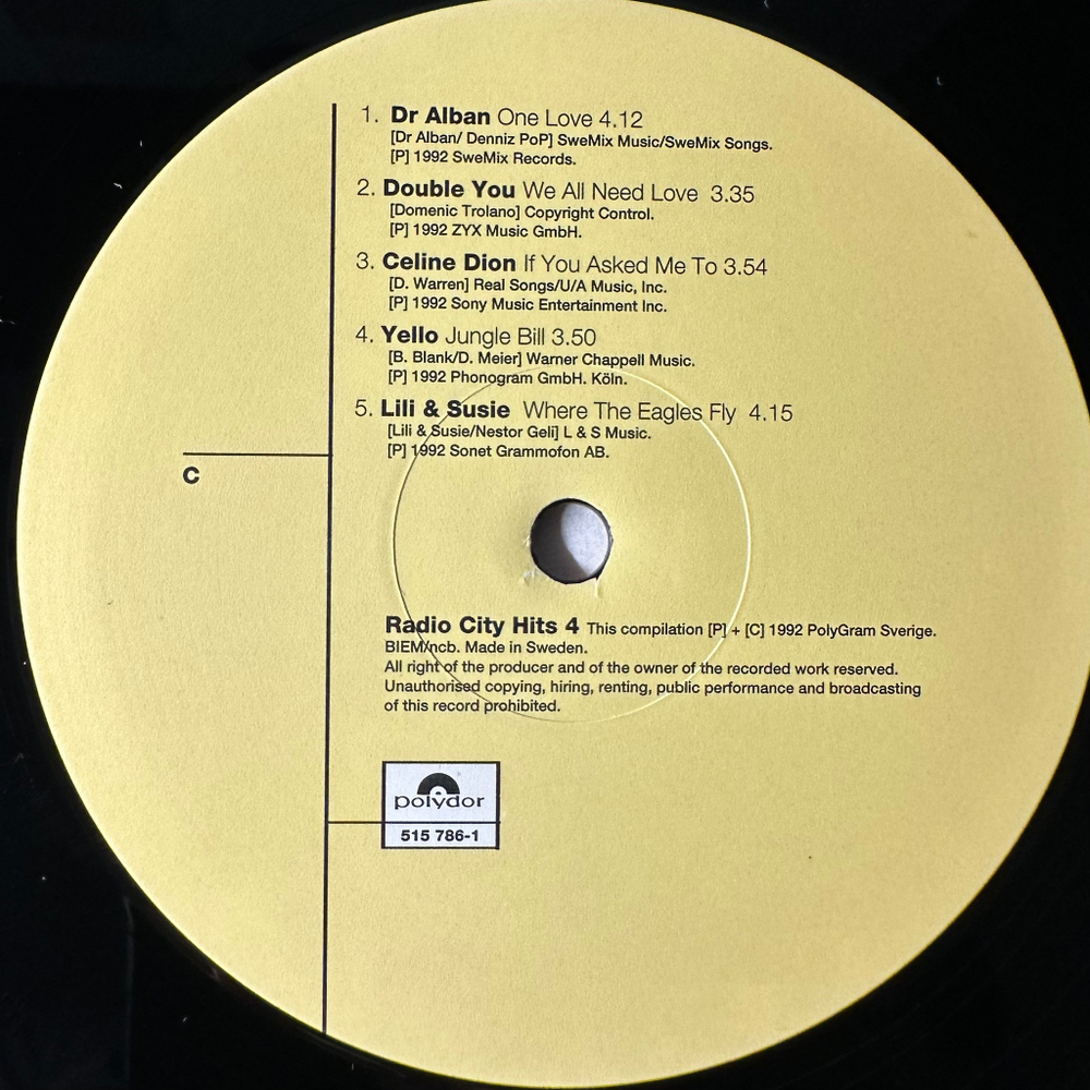 Сборник Radio City Hits 4 2LP (Швеция 1992г.)