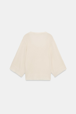 ZARA ТРИКОТАЖНЫЙ ТОП С ПРИСБОРЕННЫМ ВЫРЕЗОМ, ЭКРЮ