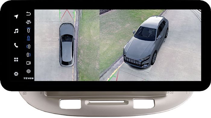 Магнитола для KIA Rio 2 2005-2011 (рамка бежевая) - Teyes LUX ONE 360 монитор 12.3" 2K QLED на Android 10, Быстрая, CarPlay, 4G SIM-слот, 4 камеры в комплекте