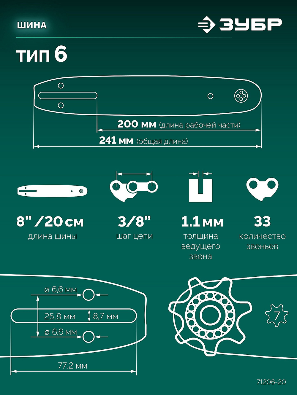 71206-20 Шина для аккумуляторных пил