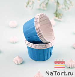 Формы бумажные с ламинацией «Маффин» 50х40 мм (Синий) 100 шт