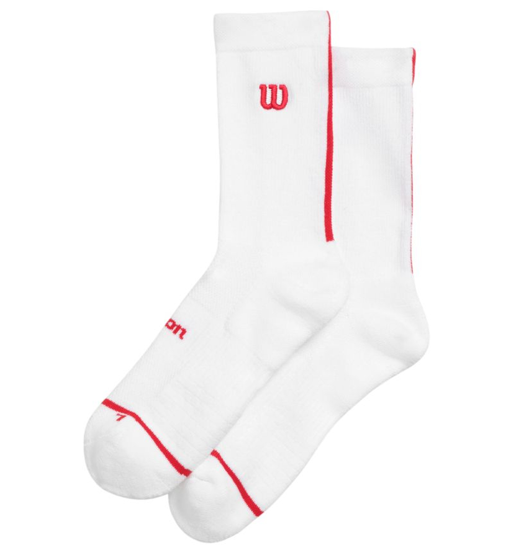 Skarpety tenisowe Wilson Tour Performance Crew 1P - bright white/infrared