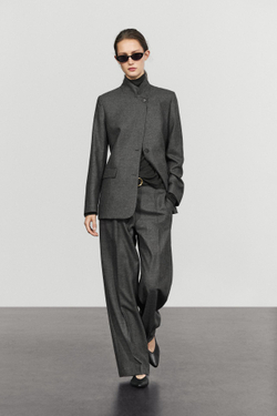 Massimo Dutti Костюмные брюки из 100% шерстяной фланели, темно-серый