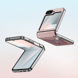 Чехол розового цвета (Butterfly Edition) из искусственной кожи от Dux Ducis для Samsung Flip 7 FE (W25 Flip) и Flip 6, серия Luvy Series Case