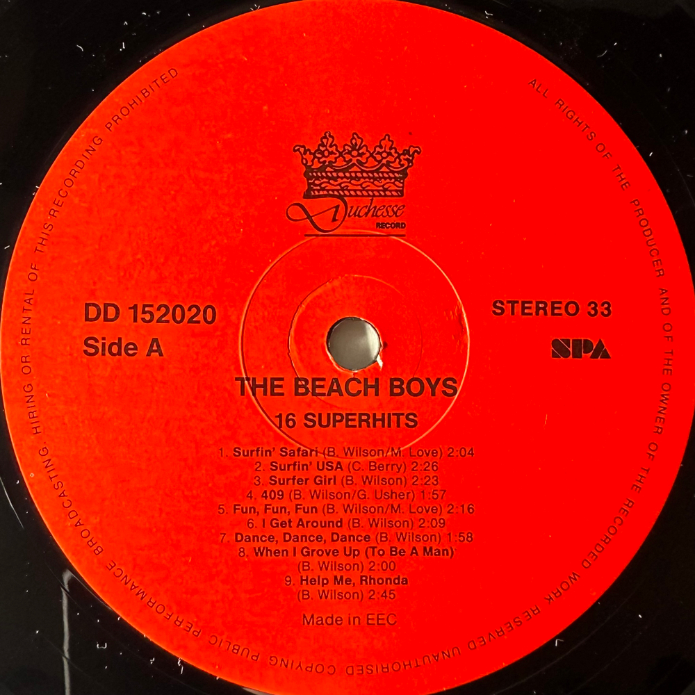 The Beach Boys ‎– 16 Superhits (Европа 1988г.)