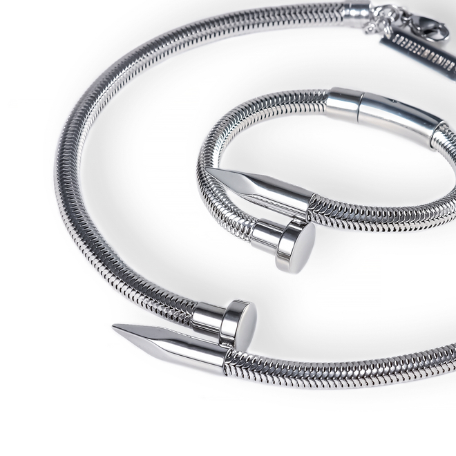 snake nail set silver