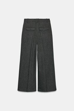 ZARA ШИРОКИЕ БРЮКИ В «ЕЛОЧКУ» — ZW COLLECTION, ТЕМНО-СЕРЫЙ