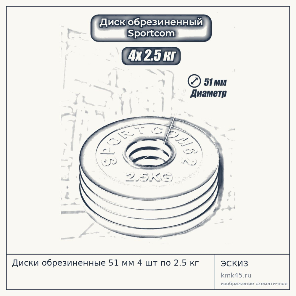 Диски обрезиненные 51 мм 4 шт по 2.5 кг — от 1 600 ₽