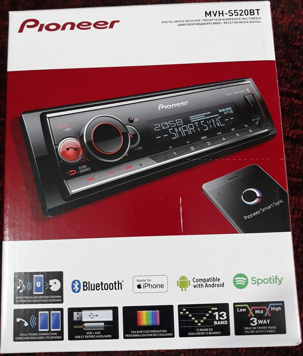 Автомагнитола 1DIN Pioneer MVH-S520BT