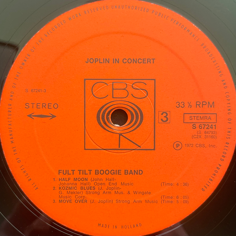 Janis Joplin - Joplin In Concert 2LP (Голландия 1972г.)