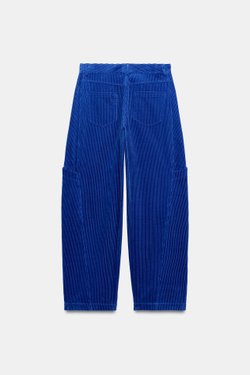ZARA ВЕЛЬВЕТОВЫЕ БРЮКИ С КАРМАНАМИ — ZW COLLECTION, ЯРКО-СИНИЙ