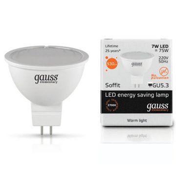 Лампа Gauss LED Elementary MR16 GU5.3 7W 3000K 13517