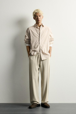 ZARA ТРИКОТАЖНЫЕ БРЮКИ RELAXED FIT ИЗ ХЛОПКА, СВЕТЛО-СЕРЫЙ