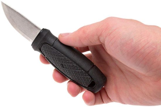 Нож Morakniv Eldris, нержавеющая сталь, цвет черный, ножны, шнурок, огниво, 12629