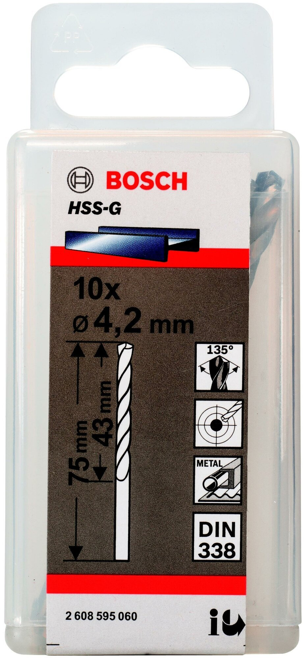 Сверло HSS-G STANDARD 4,2х75 мм; 10 шт по металлу Bosch