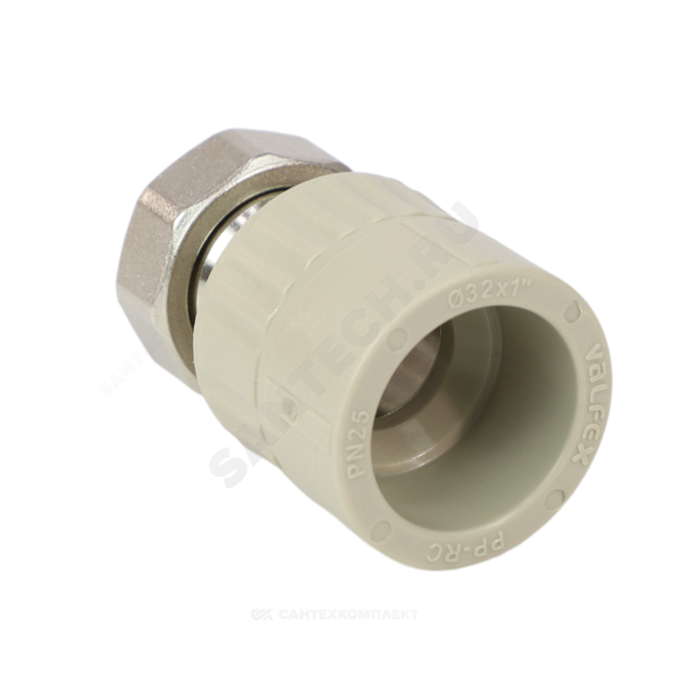 Муфта PP-R комбинированная серая Дн 25х1" с накидной гайкой VALFEX 10139125Г