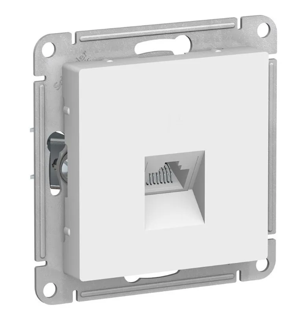 Розетка RJ45 (Schneider) Electric AtlasDesign, белая (глянцевая), механизм, ATN000183