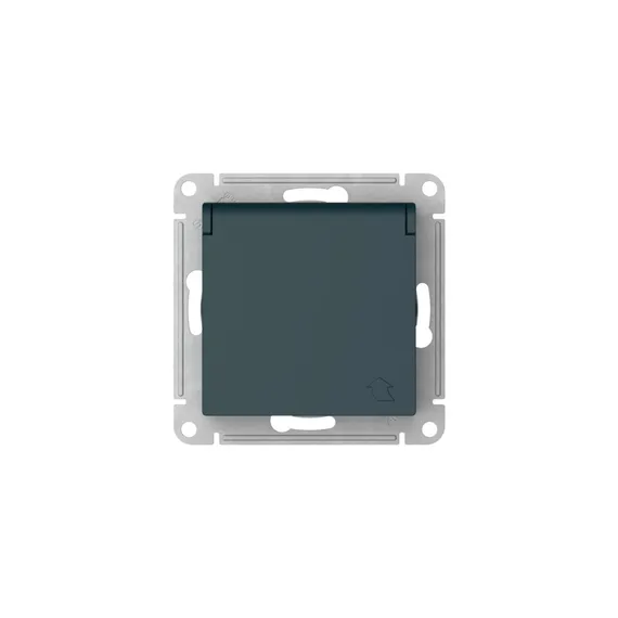 Розетка с крышкой Systeme Electric AtlasDesign Изумруд, самозажимные клеммы ATN000846S