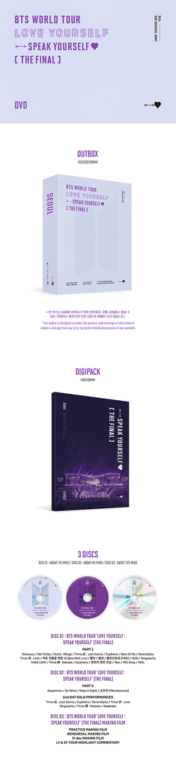 BTS WORLD TOUR ‘LOVE YOURSELF : SPEAK YOURSELF’ [THE FINAL] DVD