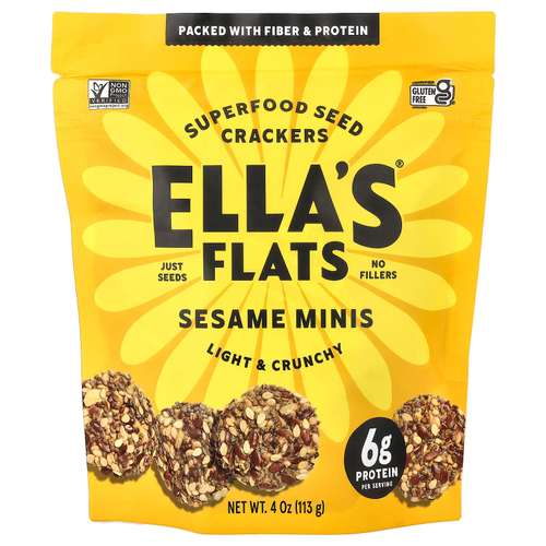 Ella's Flats, крекеры с суперфудами, кунжутные конфеты, 113 г (4 унции)