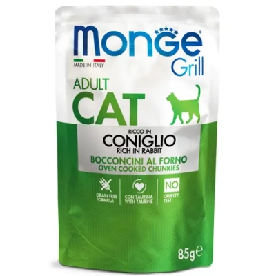 Пауч Monge Cat Grill для взрослых кошек, из кролика
