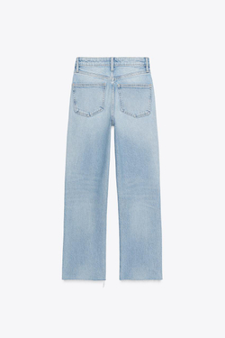 ZARA ДЖИНСЫ TRF CROPPED FLARE С ВЫСОКОЙ ПОСАДКОЙ, ГОЛУБОЙ