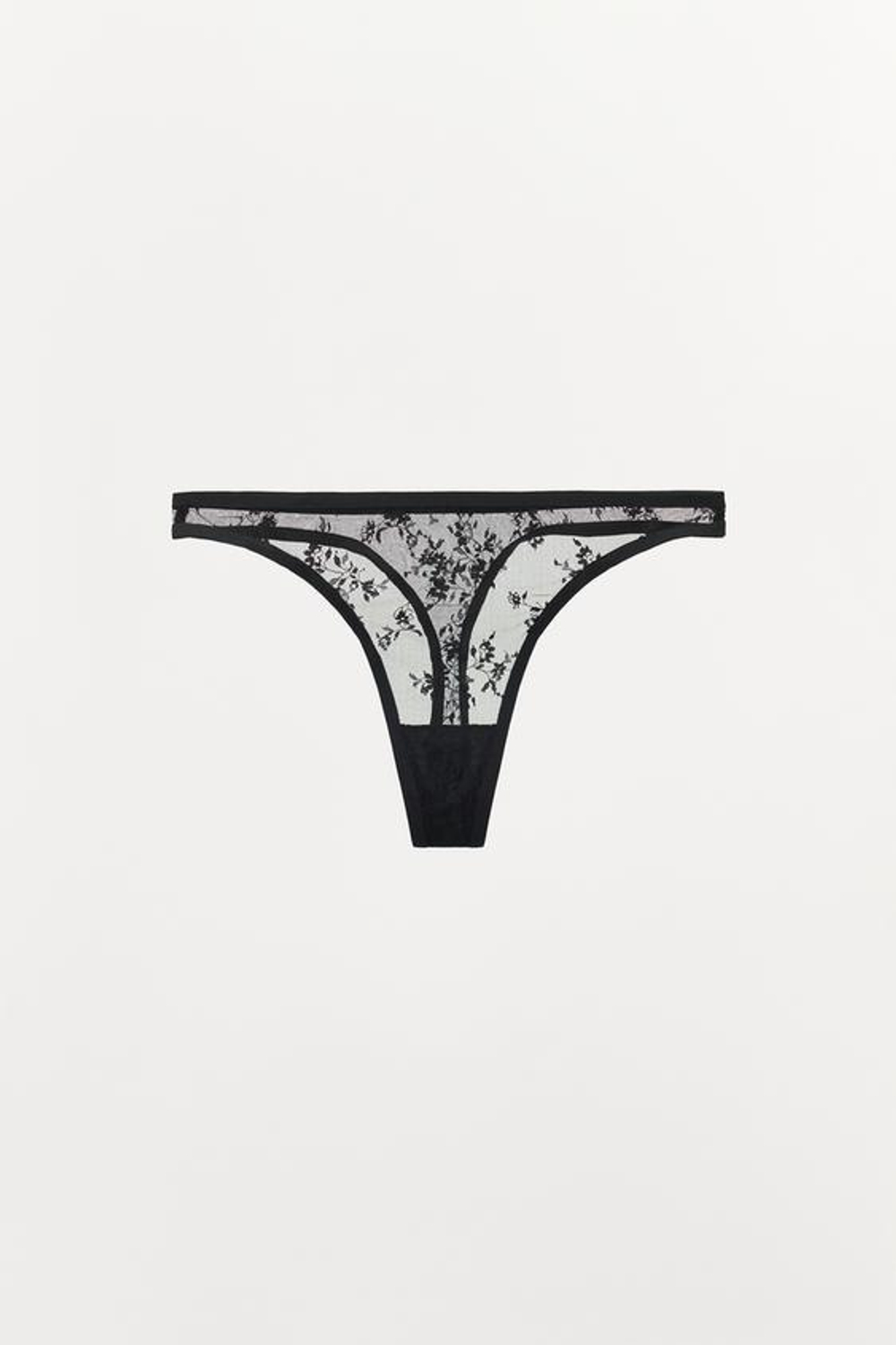 ZARA ТРУСЫ ТАНГА ИЗ КРУЖЕВА, ЧЕРНЫЙ