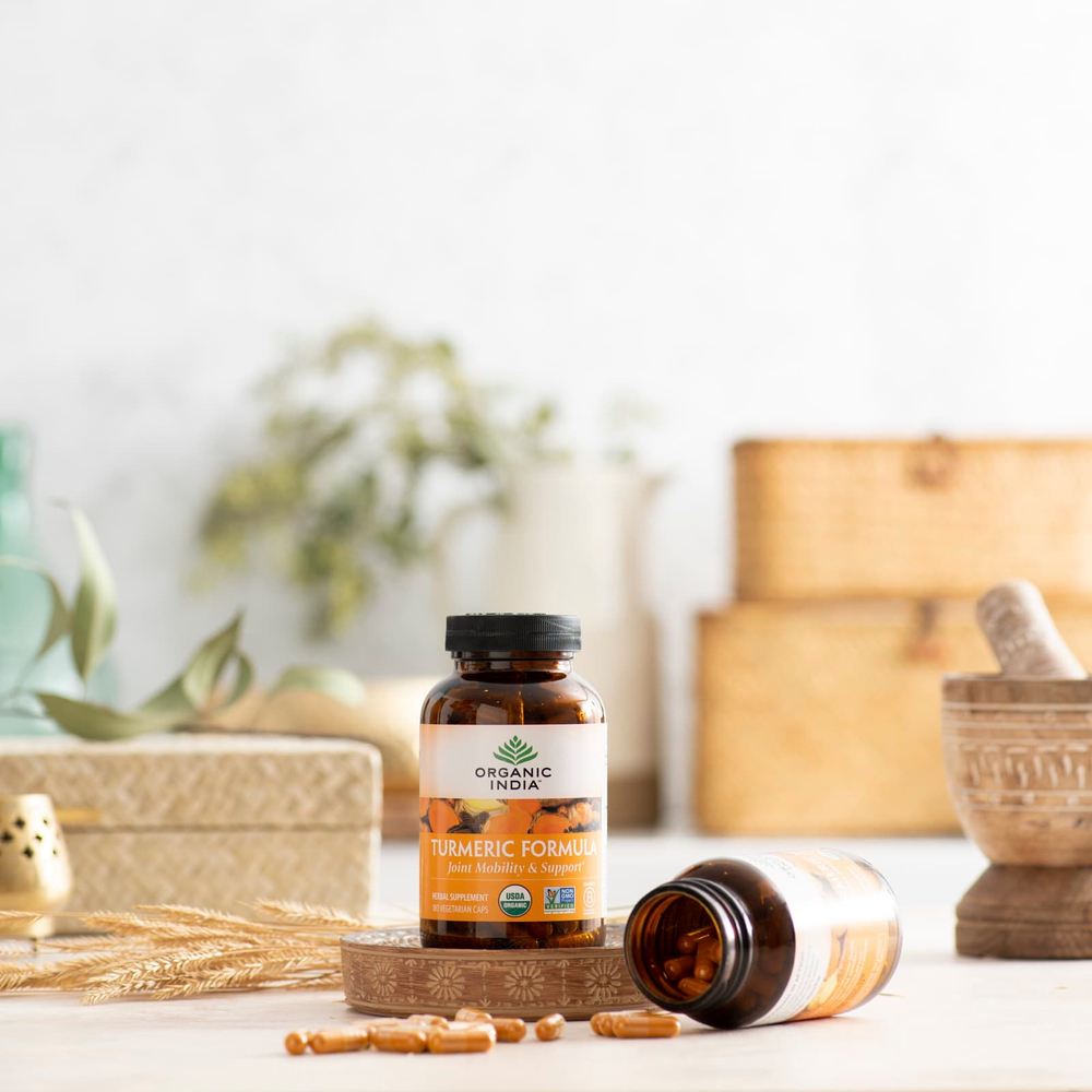 Organic India, Turmeric Formula, куркума, поддержка подвижности и здоровья суставов, 180 растительных капсул