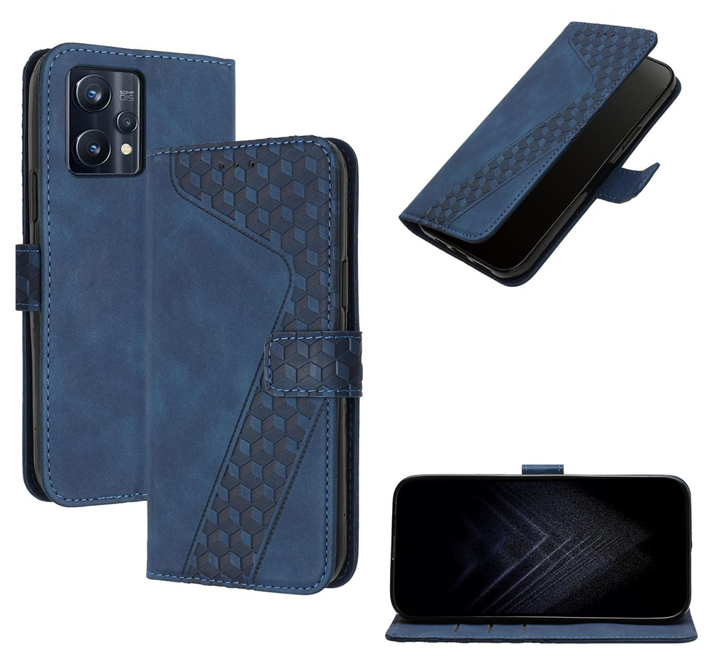 Кожаный чехол-книжка для REALME 9 PRO+ и 9 4G (3521) с отделом для наличных, 3 слотами для карт и подставкой