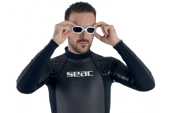 Очки для плавания Seac Sub Aquatech тонированные стекла белый/серебристый