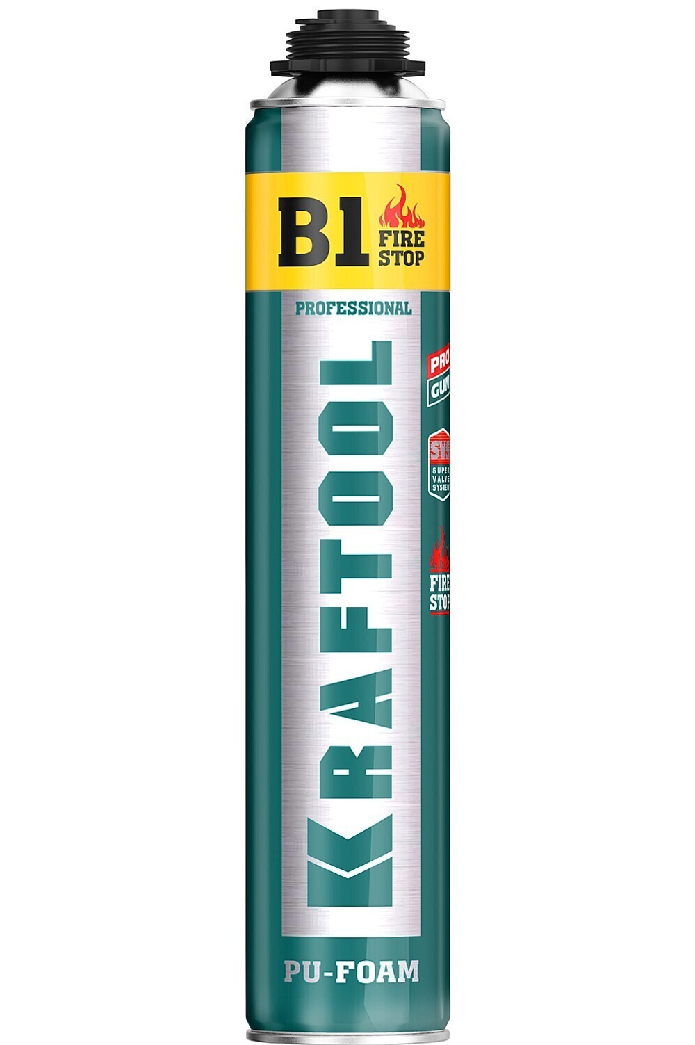 KRAFTOOL FIRE STOP B1, 750 мл, пистолетная, огнестойкая, не залипающий клапан, 240 С, SVS, выход до 45 л, монтажная пена (41186)