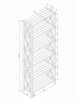 Стеллаж напольный Юск 80×30×198, 6 полок, массив сосны, бейц