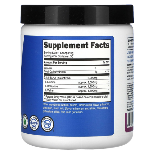 Nutricost, Performance, BCAA, со вкусом винограда, 300 г (10,6 унции)